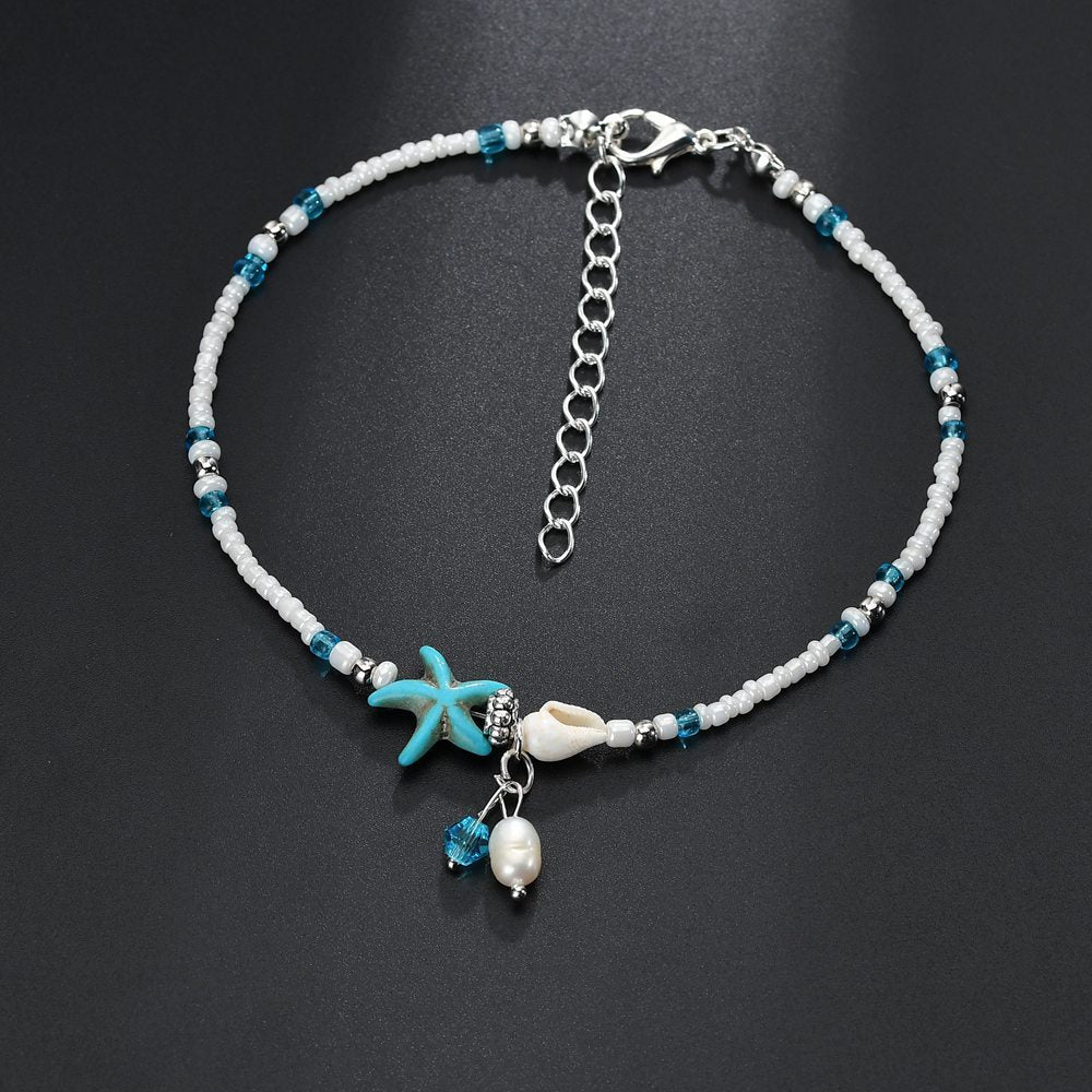Starfish shell beach anklet (Available)