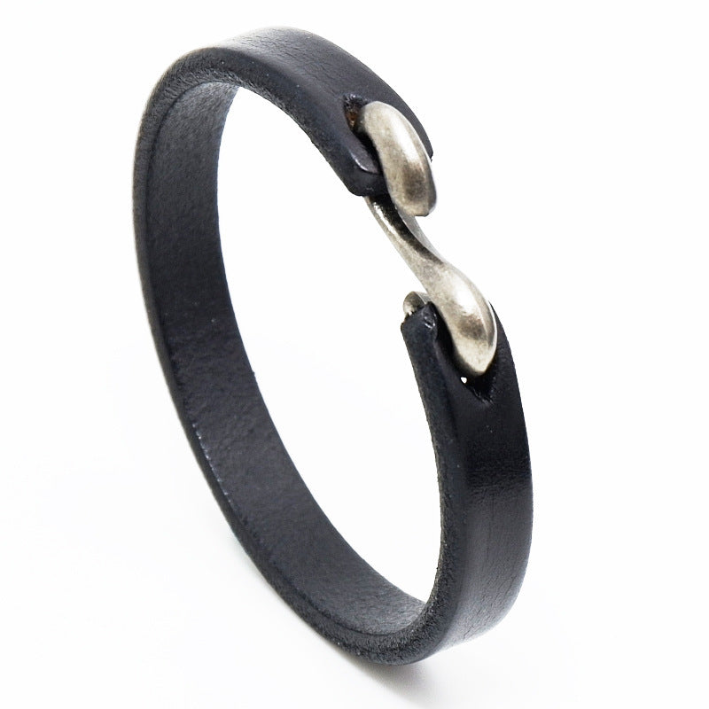 S buckle brown leather bracelet (Available)