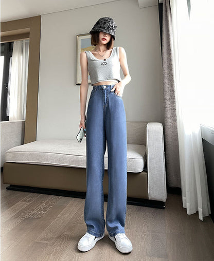 New Loose Straight High Waist Summer Ice Silk Wide-leg Pants