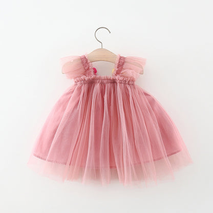 Flounced Sleeve Baby Girl Pettiskirt Princess Dress