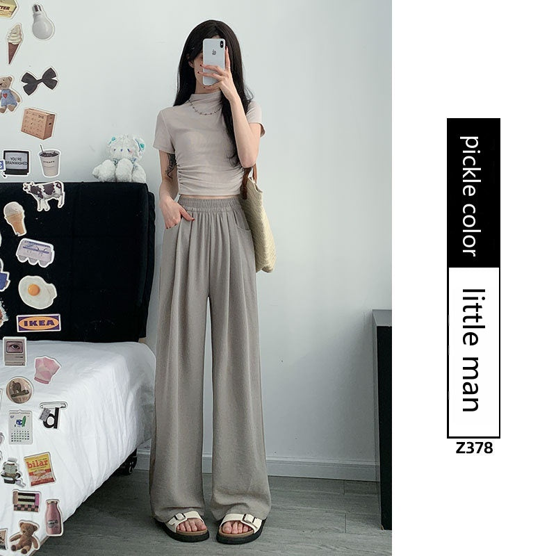 Ice Silk Wide-leg Women's Thin Straight Loose Casual Pants