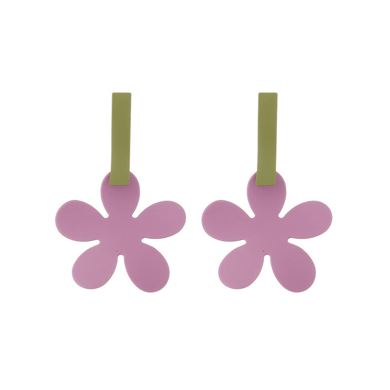 Baroque  Style Purple Stone Rose Stud Earrings