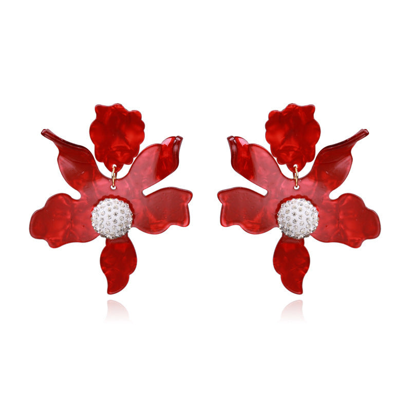 Big Flower Earrings Earrings Temperament Trendy Women All-match Super Fairy Ear Jewelry