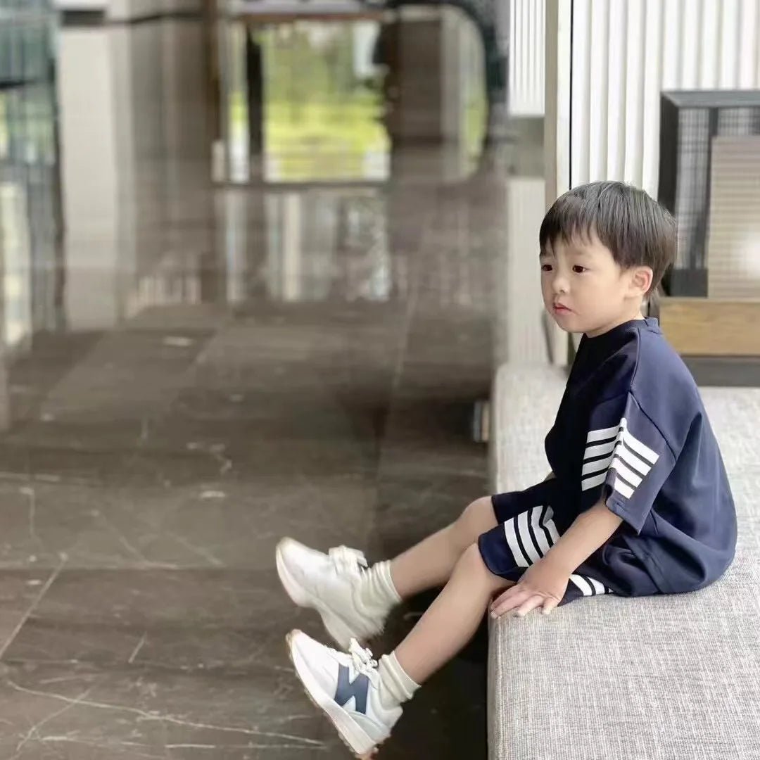 2pcs Baby Sports Suits Summer Clothes Boys Girls Casual Short Sleeve Shorts Two Piece/Set Children Solid Color Trendy Tracksuits - Mom & Kids
