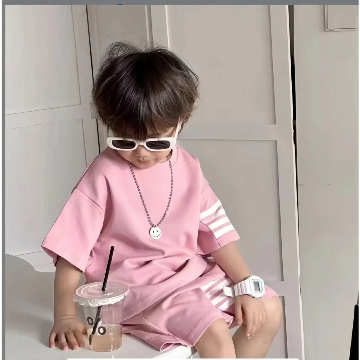 2pcs Baby Sports Suits Summer Clothes Boys Girls Casual Short Sleeve Shorts Two Piece/Set Children Solid Color Trendy Tracksuits - Mom & Kids