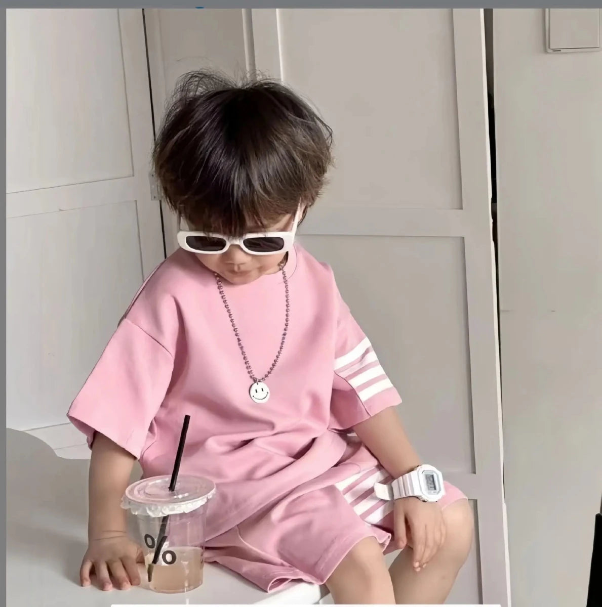 2pcs Baby Sports Suits Summer Clothes Boys Girls Casual Short Sleeve Shorts Two Piece/Set Children Solid Color Trendy Tracksuits - Mom & Kids