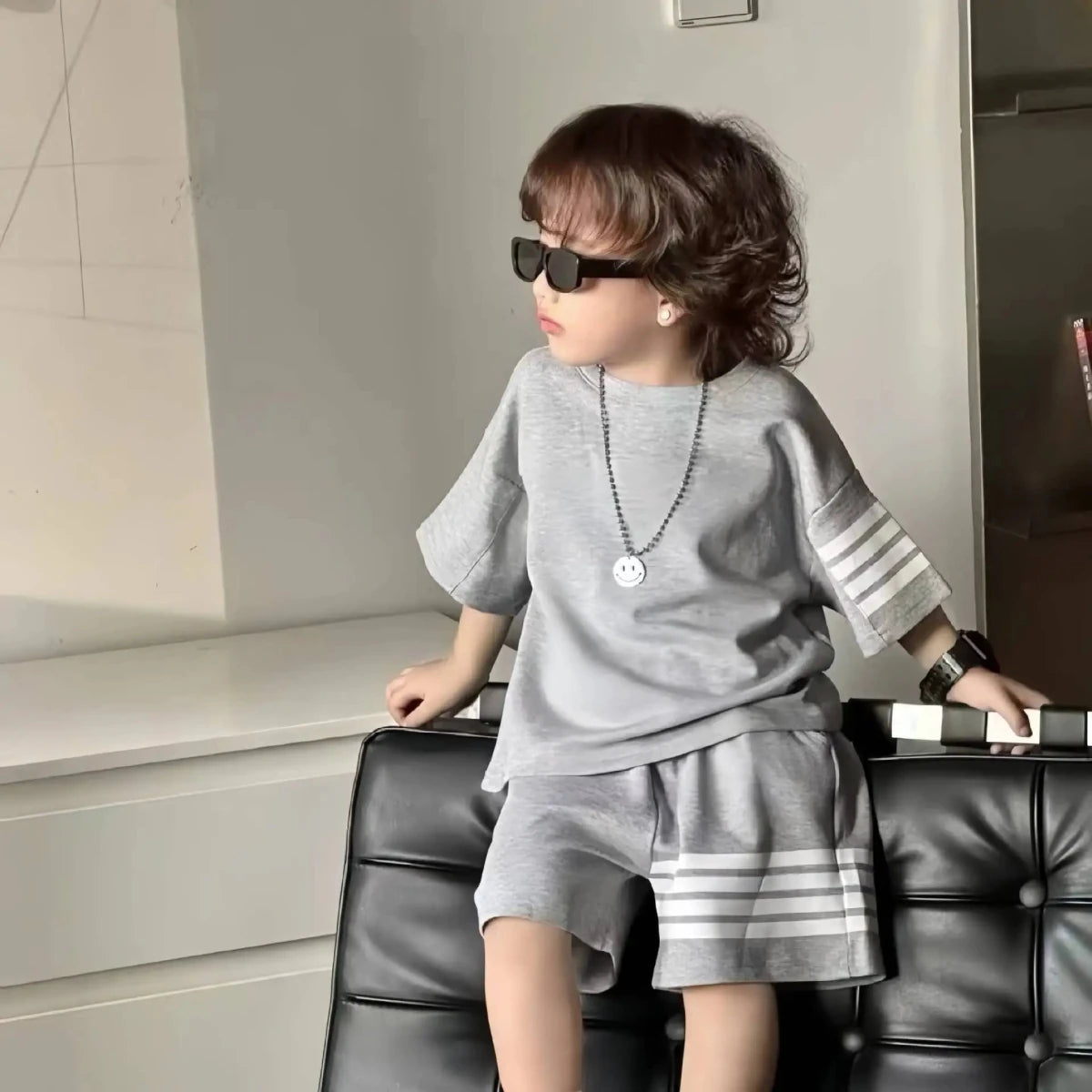 2pcs Baby Sports Suits Summer Clothes Boys Girls Casual Short Sleeve Shorts Two Piece/Set Children Solid Color Trendy Tracksuits - Mom & Kids