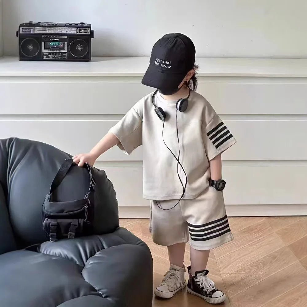 2pcs Baby Sports Suits Summer Clothes Boys Girls Casual Short Sleeve Shorts Two Piece/Set Children Solid Color Trendy Tracksuits - Mom & Kids