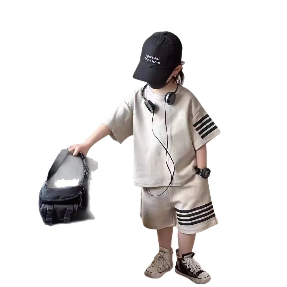 2pcs Baby Sports Suits Summer Clothes Boys Girls Casual Short Sleeve Shorts Two Piece/Set Children Solid Color Trendy Tracksuits - Mom & Kids