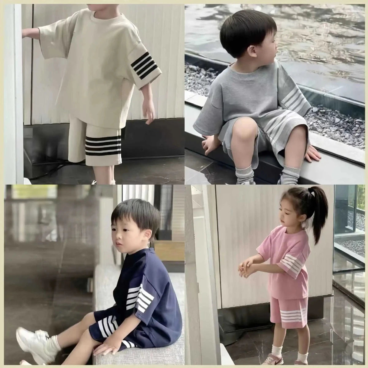 2pcs Baby Sports Suits Summer Clothes Boys Girls Casual Short Sleeve Shorts Two Piece/Set Children Solid Color Trendy Tracksuits - Mom & Kids