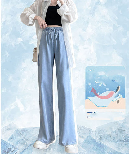 New Loose Straight High Waist Summer Ice Silk Wide-leg Pants
