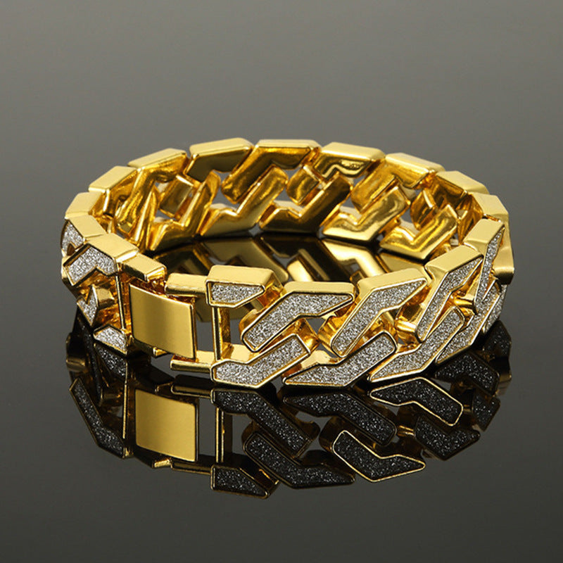 Luxury Hip-hop style Geometric Stars Sparkling Gitter Pink Men's Bracelet (Available)