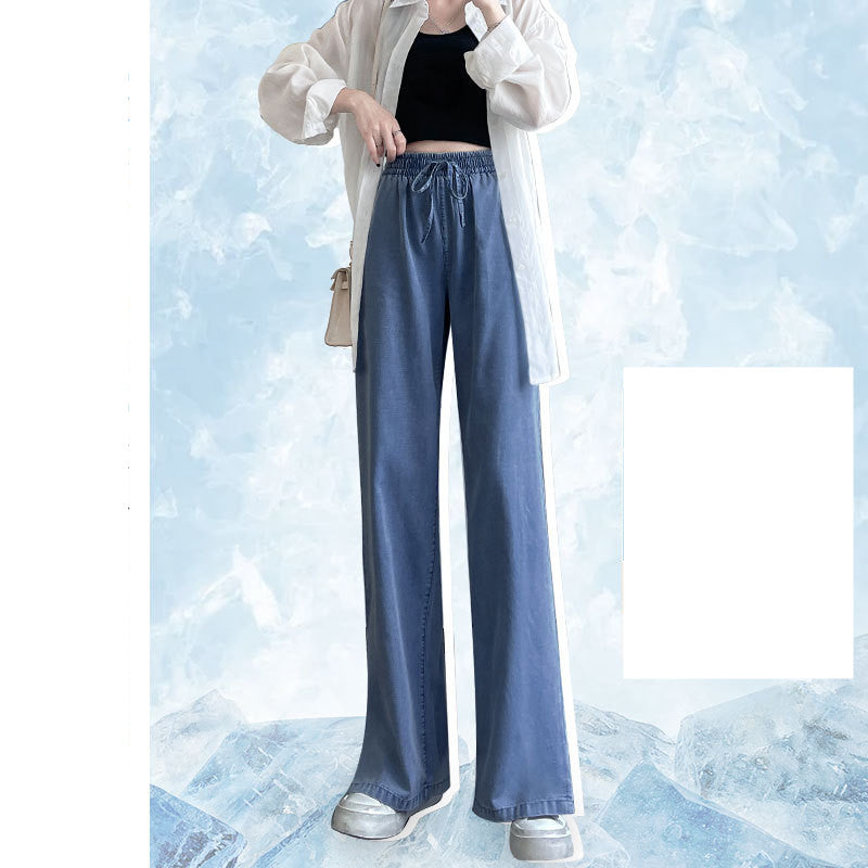 Thin Loose Straight High Waist Wide Leg Pants