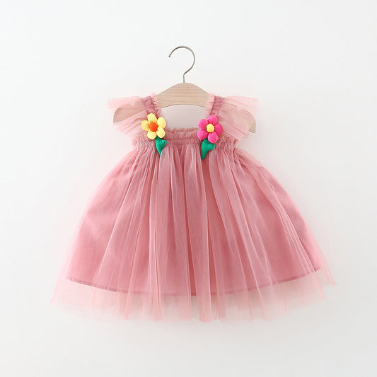 Flounced Sleeve Baby Girl Pettiskirt Princess Dress