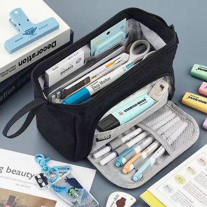 Fashion Double Canvas Multifunctional Pencil Case
