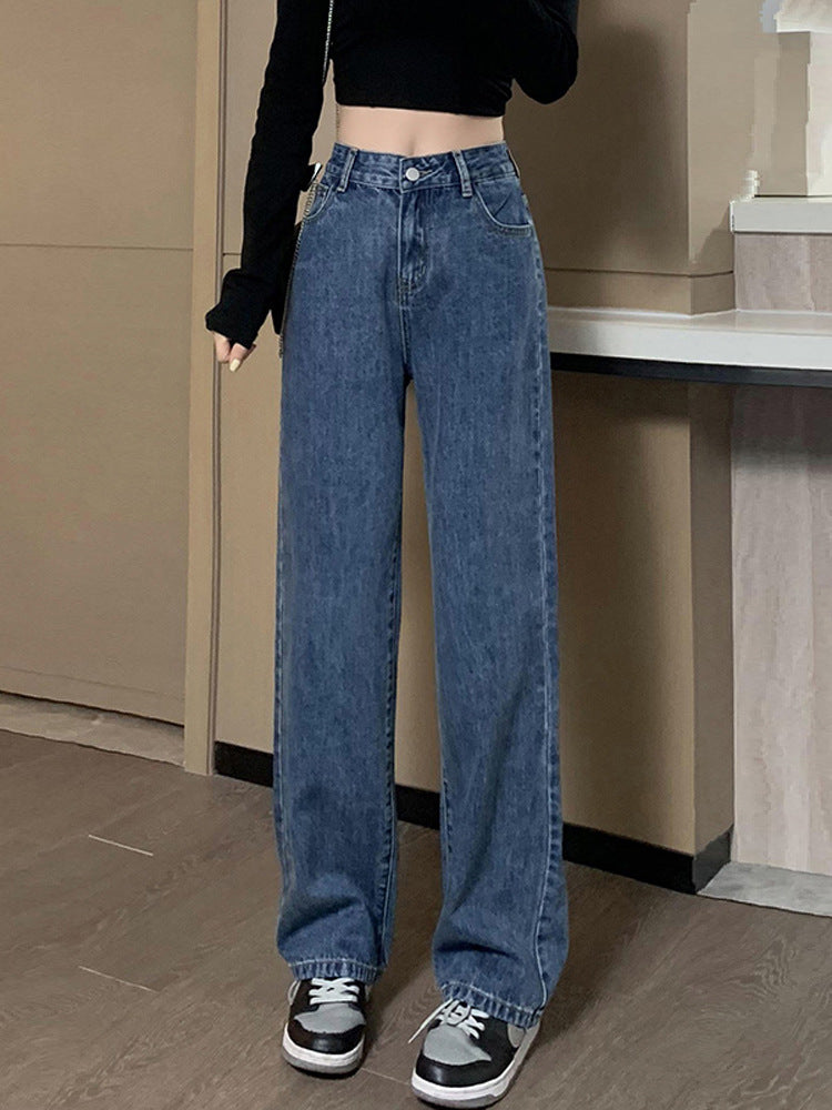Small High Waist Thin Loose Straight Ninth Wide Leg Pants