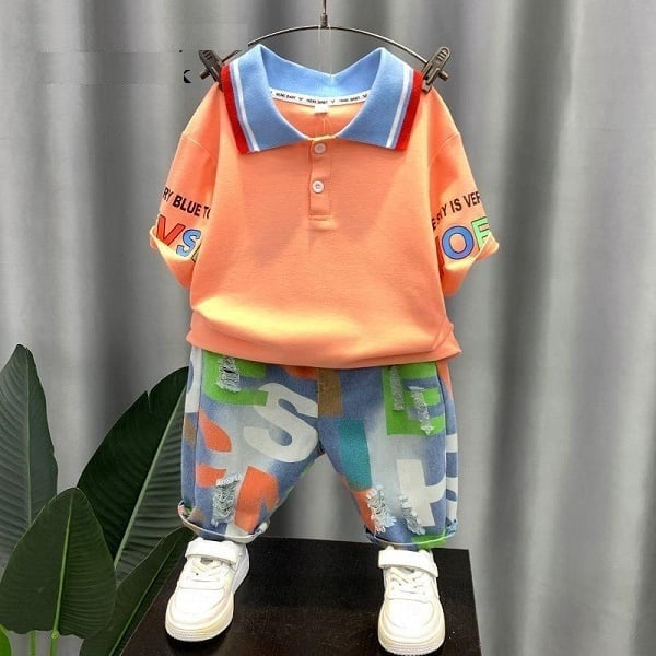 Children's Summer Clothes Short-Sleeved Jeans Two-Piece Trendy Set