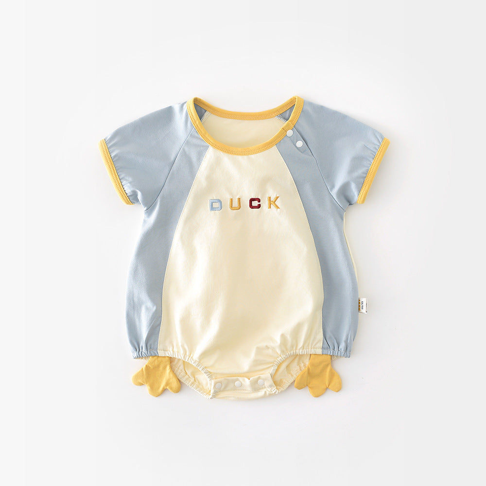 Newborn Contrast Color Short-sleeved Rompers
