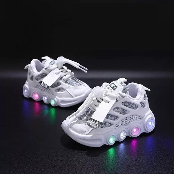 Sneakers Kids Fashion LED Light Shoes Letter Webbing Mesh  Boys Shoes