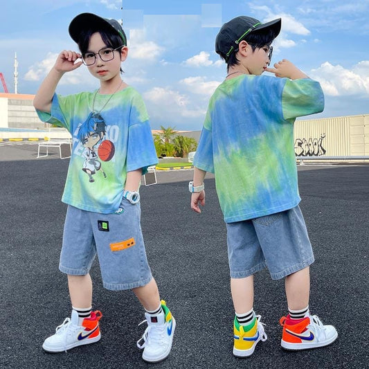 New Kid Handsome Fashionable Short Sleeve Two-Piece Set Spring Children's Clothing