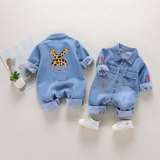 Baby Boy & Girl Denim Printing Jumpsuit