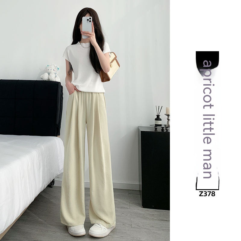 Ice Silk Wide-leg Women's Thin Straight Loose Casual Pants