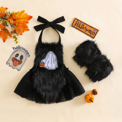Halloween Children's Clothing Plush Girls' Cute Crawling Suit Two-piece Set