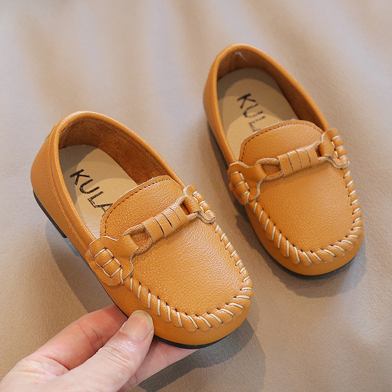 Korean Style Casual Children Gommino Soft Bottom Slip On Baby Shoes Boys' Leather Shoes Slip-on (Available)