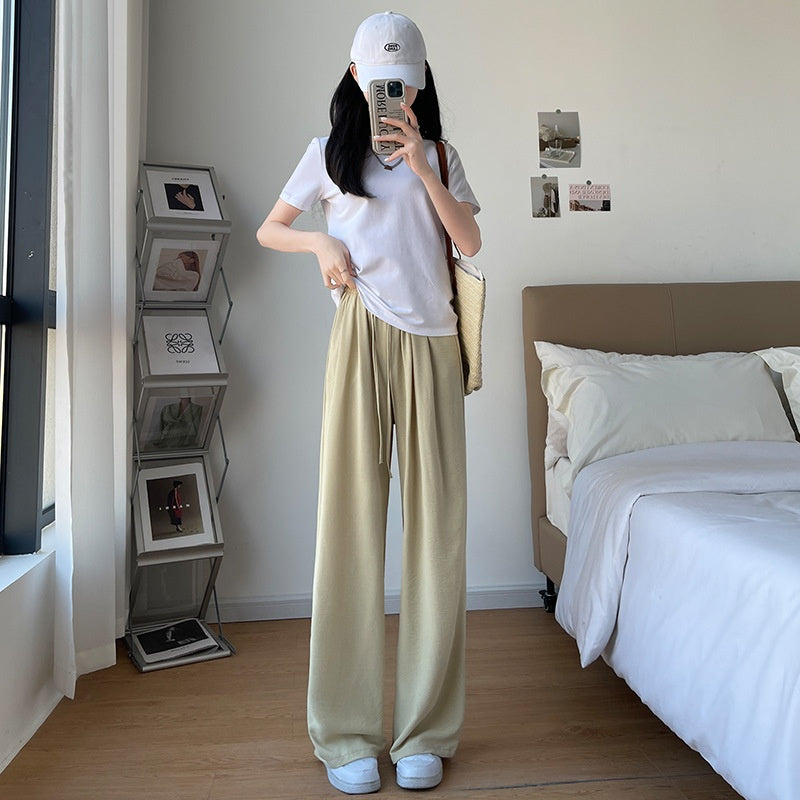 Ice Silk Wide-leg Women's Thin Straight Loose Casual Pants