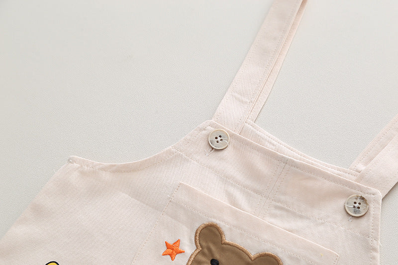 Boys' Summer Casual Suspender Trousers Short Sleeve Suit (Available)