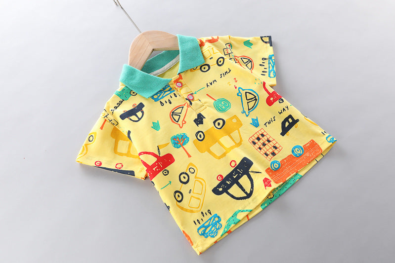 Boys And Girls Car Pattern Two-piece Summer Casual Clothes Baby