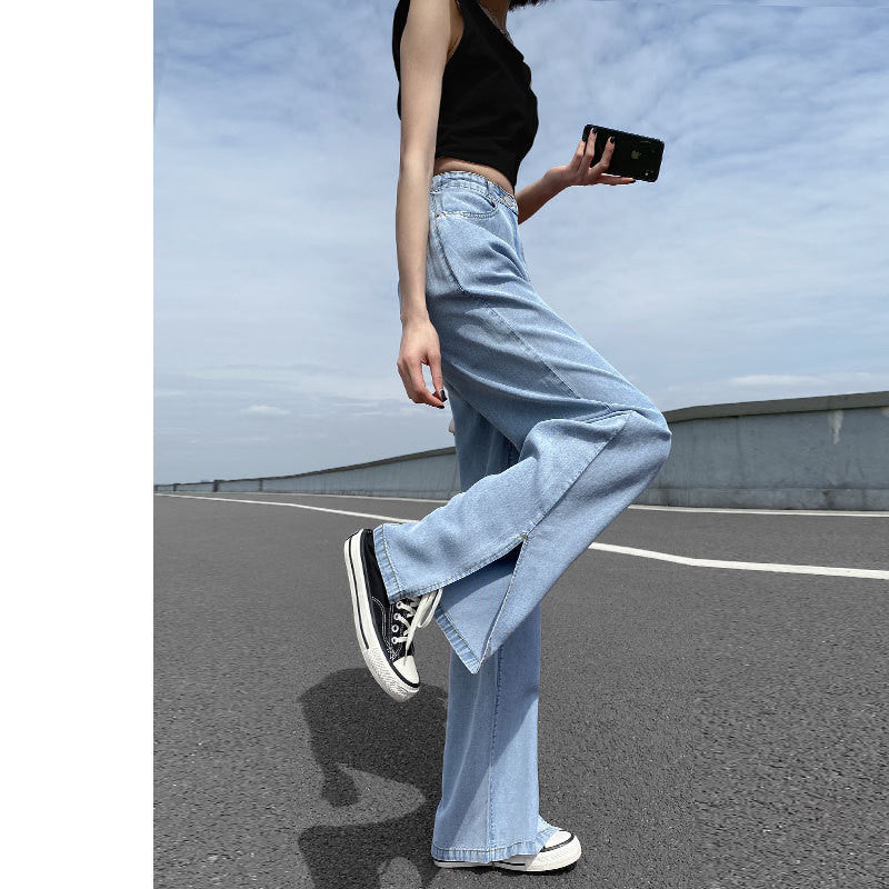 Thin Loose Straight High Waist Wide Leg Pants