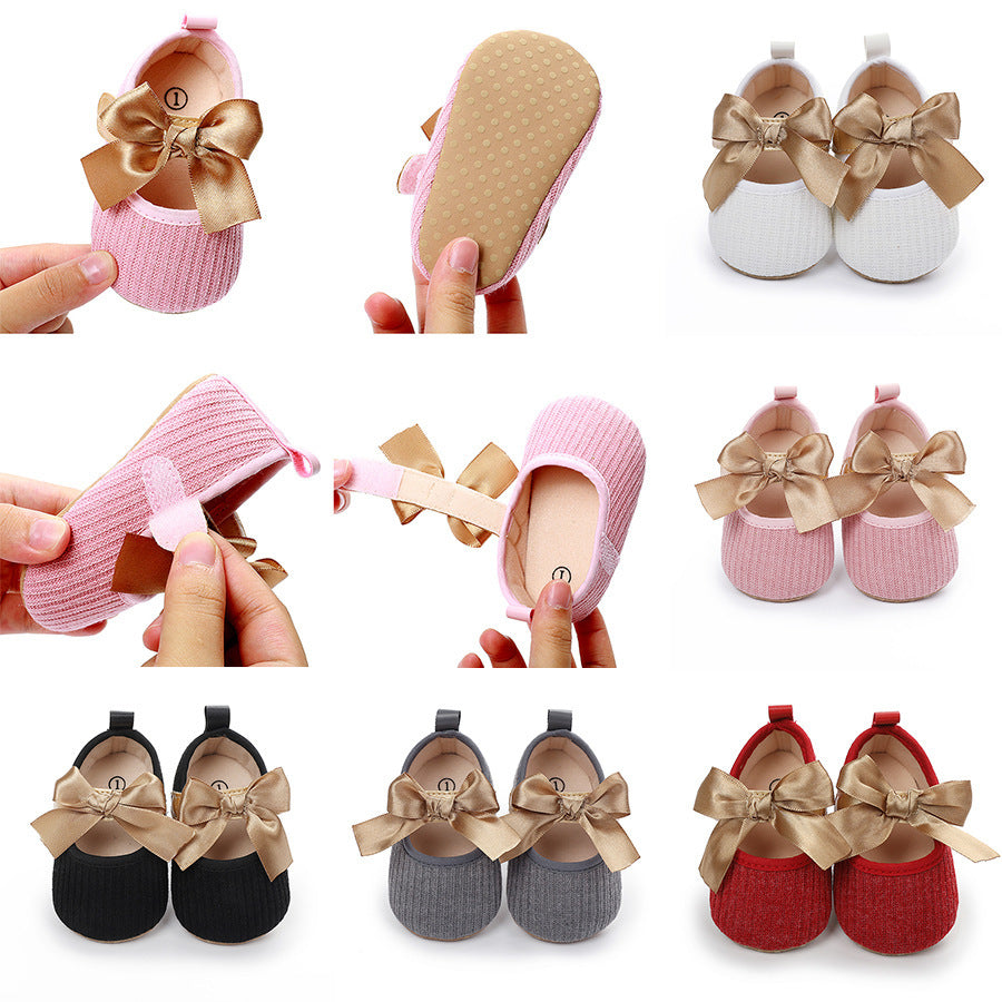 0-1 Years Old Bowknot Comfortable Baby's Shoes Velcro Super Soft Newborn Shoes Baby Shoes Toddler Shoes