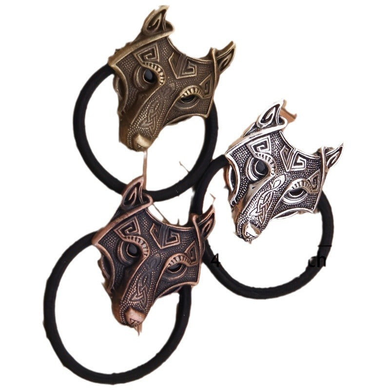Viking Celtic Wolf Leather Rope Female Hair Band Animal Hair Ring