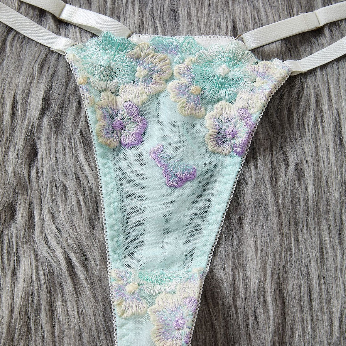 Female Creative Embroidered Printed Bra Set
