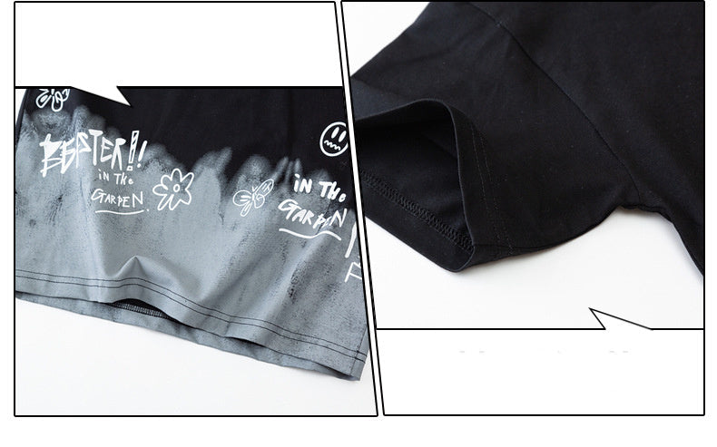 Boys' Suit New Summer Medium And Large Children Boys' Short Sleeve Sports Trendy Internet Celebrity Fashion Brand