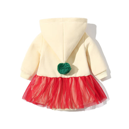 Baby Autumn And Winter Clothes Christmas Romper Hooded Baby Bloomer With Skirt Jumpsuit