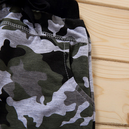 Black Camouflage Letters Pullover Boys' Suit