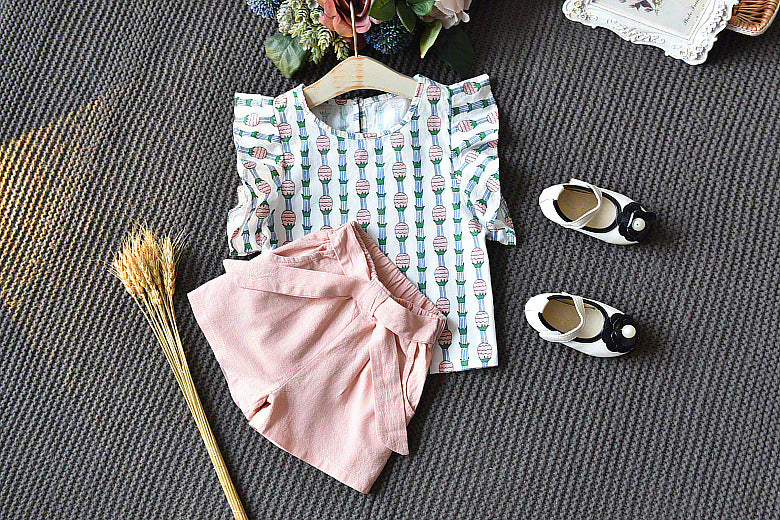 Pineapple Flying Sleeve Shorts Set