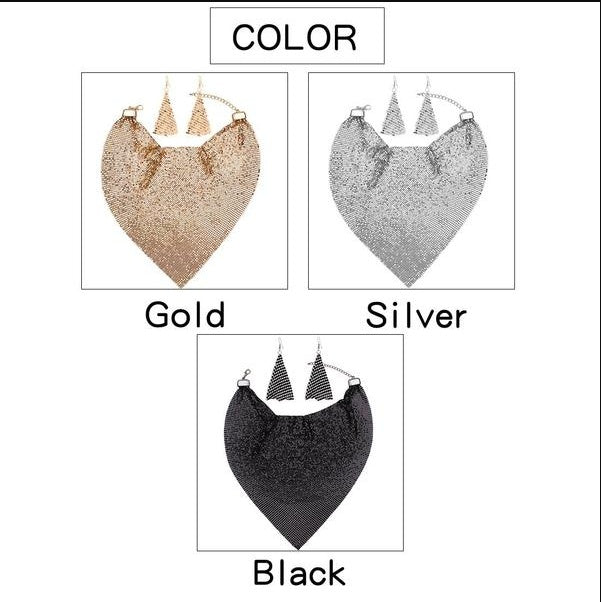 Set of 3 Triangular Scarf Necklace Earrings