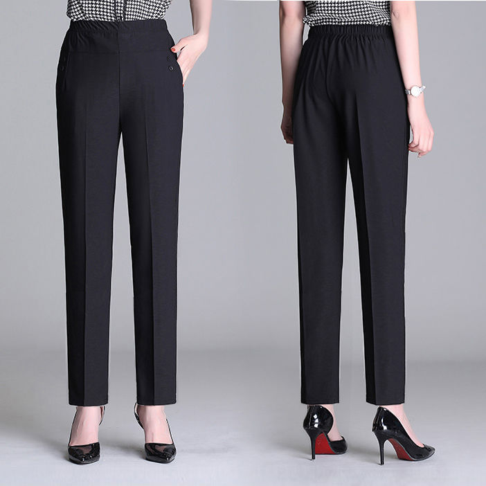Summer Ice Silk Thin Casual Straight-leg Cropped Pants