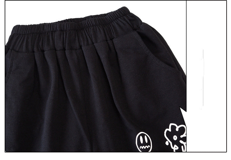 Boys' Suit New Summer Medium And Large Children Boys' Short Sleeve Sports Trendy Internet Celebrity Fashion Brand