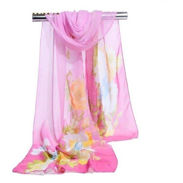 woman Scarf Flower Chiffon