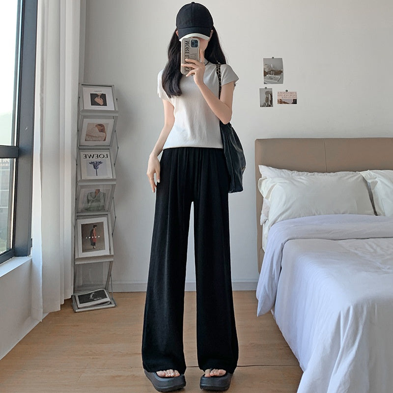 Ice Silk Wide-leg Women's Thin Straight Loose Casual Pants