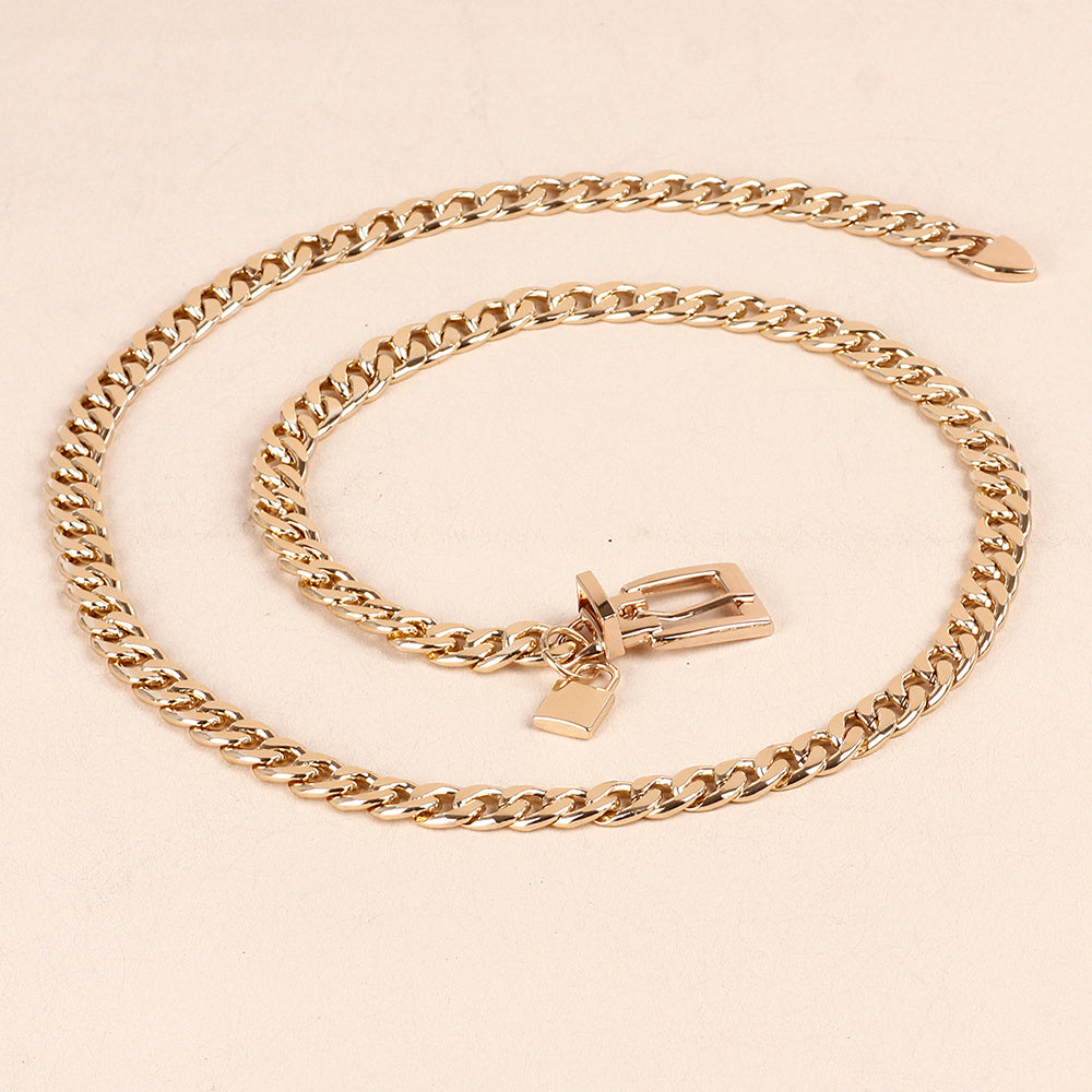 New Hip Hop Fashion For Men And Women Metal Waist Chain Padlock Pendant Versatile Jeans Skirt Accessories Thick Chain (Copy)
