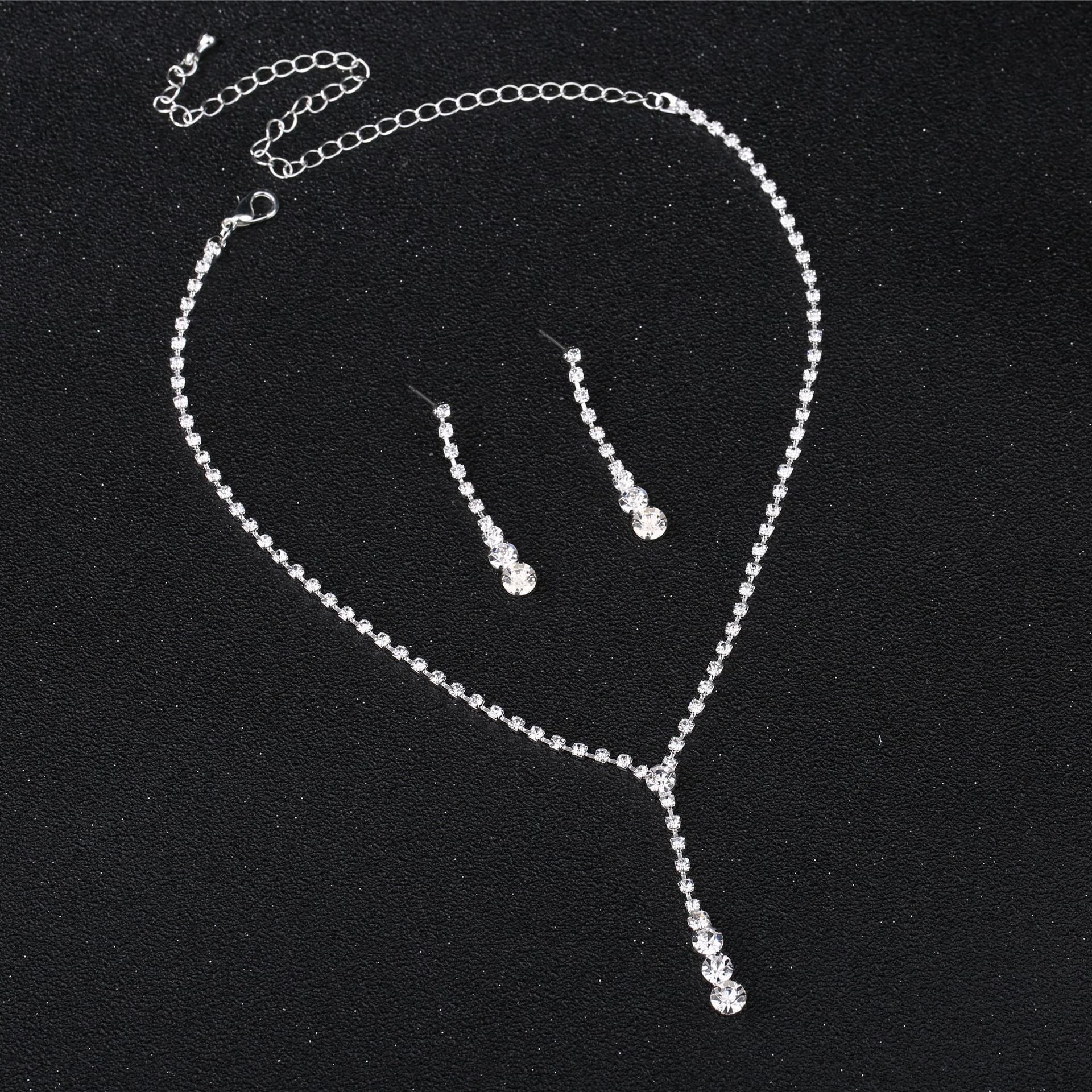Silver Water Drop Necklace Earrings Two-piece Set Combination