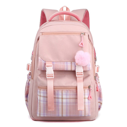 Women's Solid Color Simple Multi-layer Computer Backpack