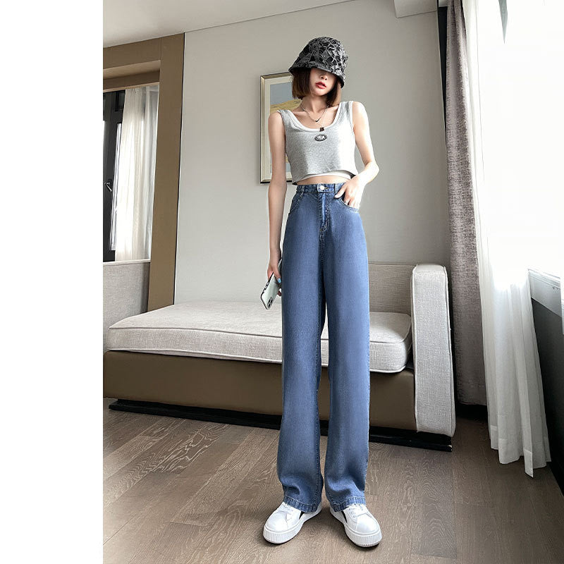 Thin Loose Straight High Waist Wide Leg Pants