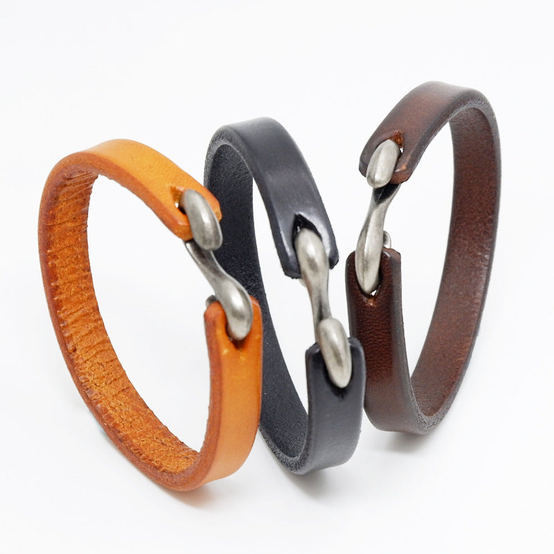 S buckle brown leather bracelet (Available)