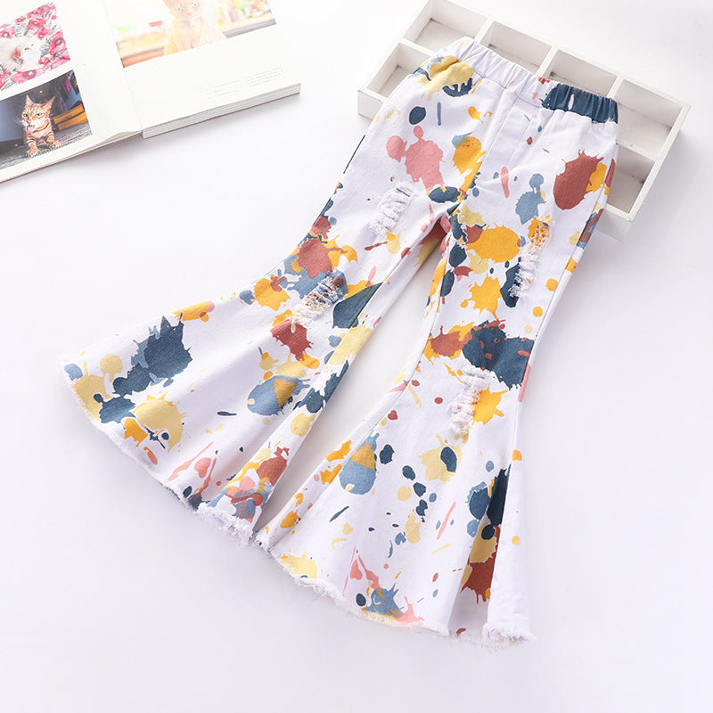 Girls' Stretch Jeans Flared Pants